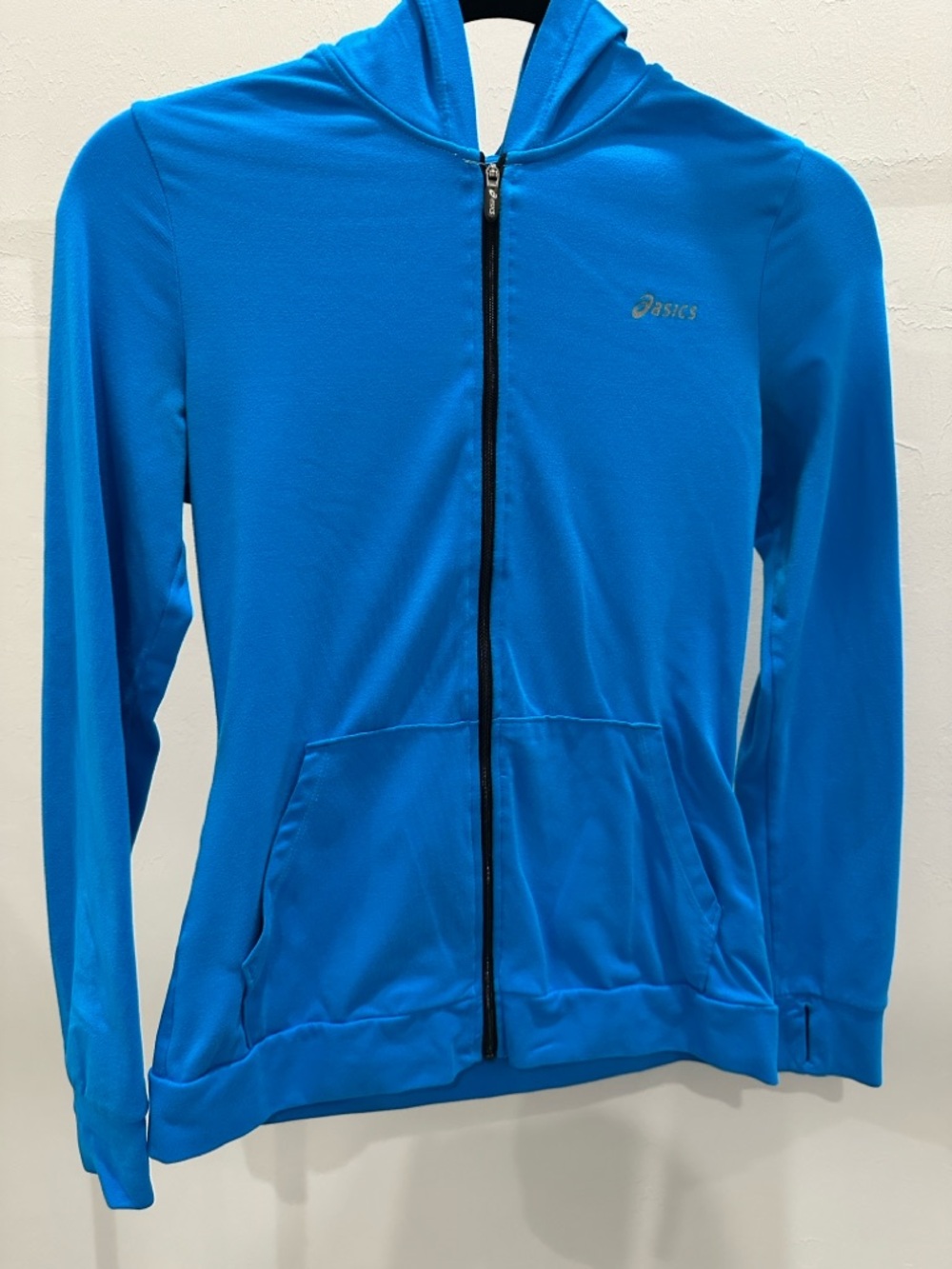 Asics Electric Blue Full-Zip Hoodie with Black Trim